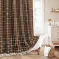 MitoVilla Brown 72 x 78 Farmhouse Shower Curtain, Boho 78 inch Long Polyester by MitoVilla