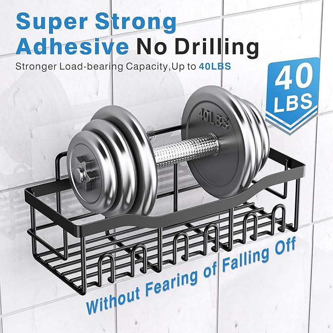 Shower Caddy 2 Pack, Adhesive Shower Organizer - Image 4