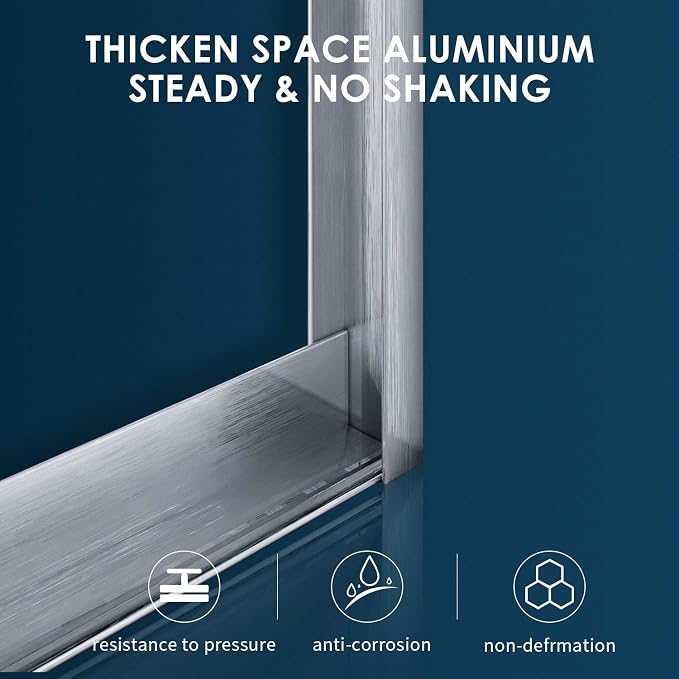 SUNNY SHOWER Semi-Frameless Shower Doors 1/4" Glass Sliding Shower Enclosure - Image 6