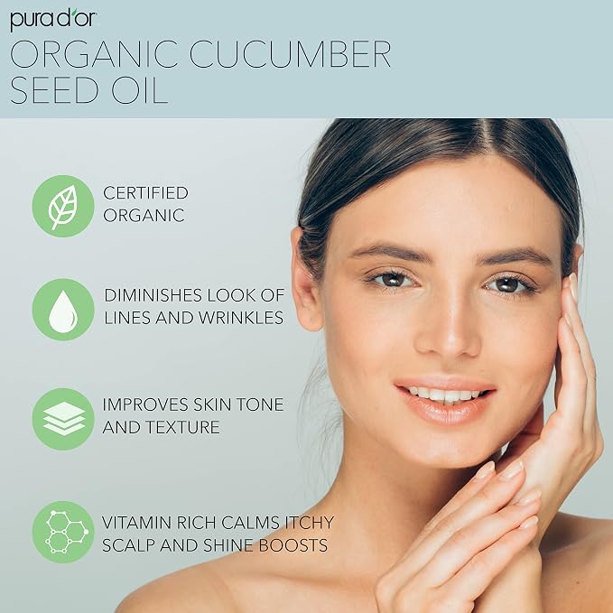 PURA D'OR 4 Oz Organic Cucumber Seed Oil100% Pure USDA Certified Premium Grade - Image 3