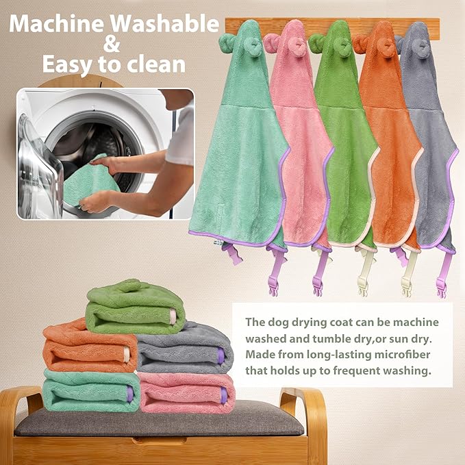 Dog Bathrobe Super Absorbent Towel Robe - Image 7