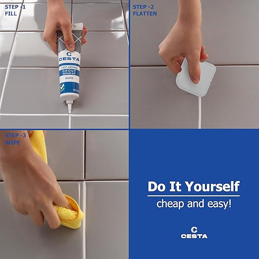 Cesta Grout Repair Kit – Squeeze Tube, Fast Drying, Waterproof Tile Grout Paint - Image 2