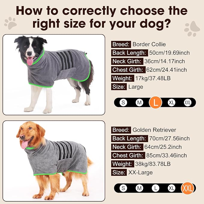 Microfibre Dog Bathrobe Dog Towel Wrap Super Absorbent Dog Drying Coat Bath Robe - Image 5