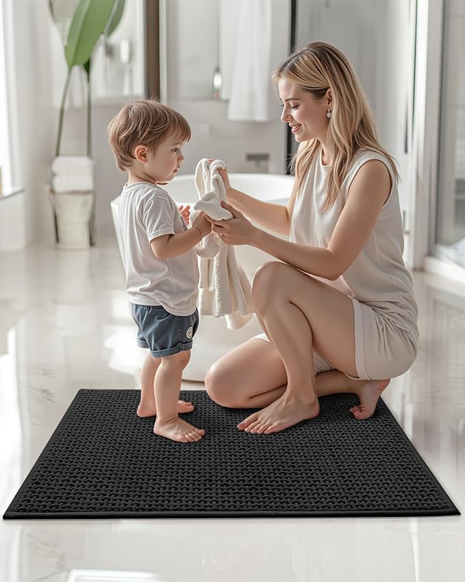 Color&Geometry Rubber Backed Waffle Bath Mat Non Slip Machine Washable Bathroom - Image 8