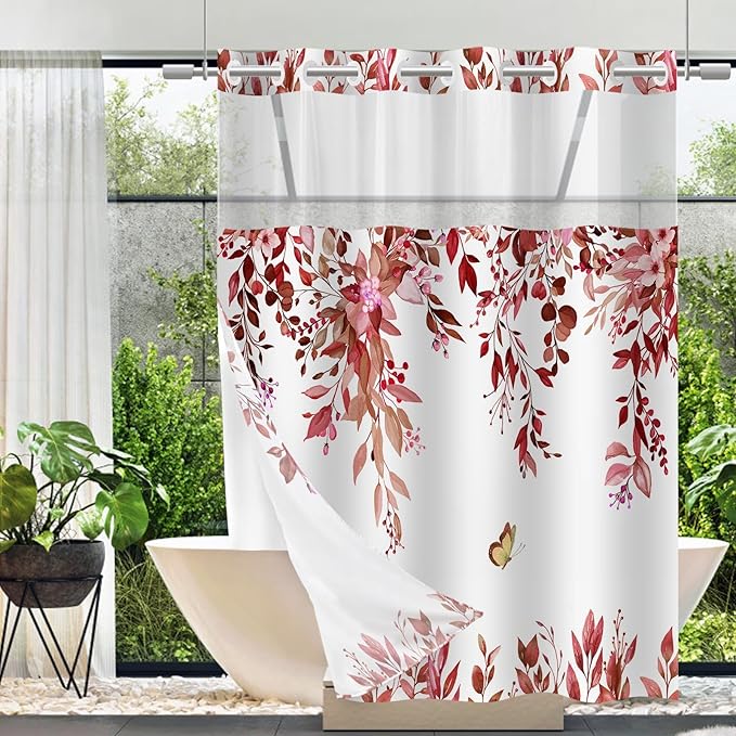 No Hook Shower Curtain and Liner Set, Bath Curtain Sets by TWLSNCD