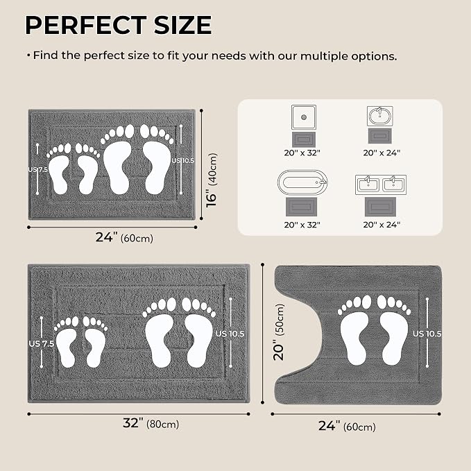 GRANNY SAYS Bathroom Rugs Sets 3 Piece, Soft Absorbent Microfiber Bath Mats - Image 2