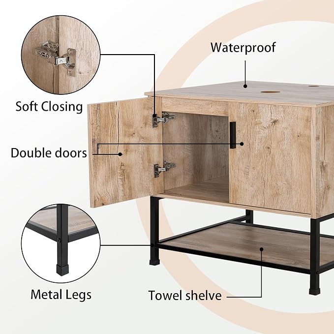 UEV Rustic Oak 36 Inch Bathroom Vanity - Image 6