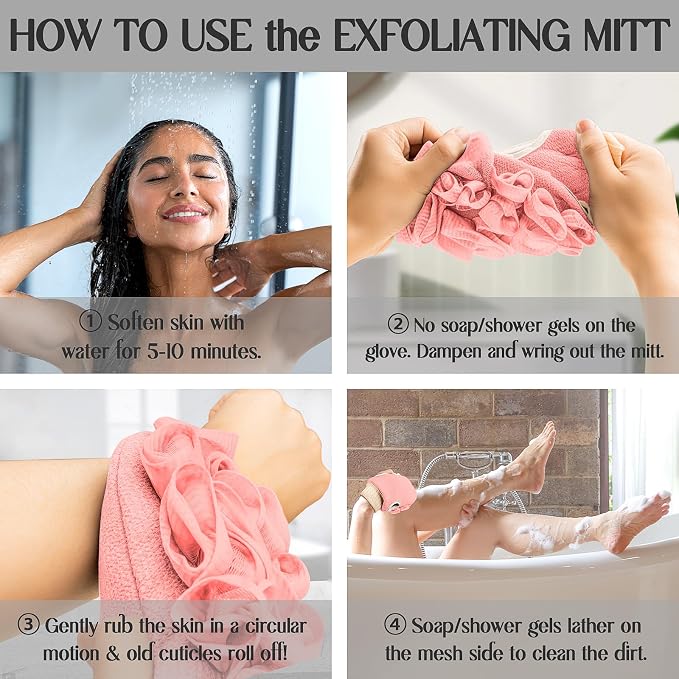 Deep Exfoliating Glove for Shower Double-Sided Mitt, - Image 3