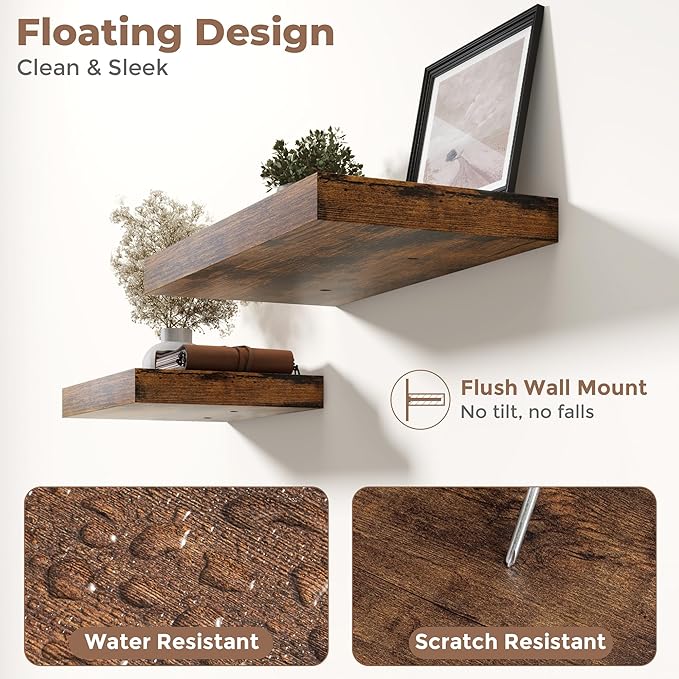 48 Inch Long Floating Shelves for Wall 2 Pack, Easy Install Engineered Wood - Image 4