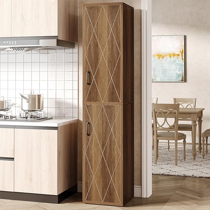 Tribesigns 75" Tall Narrow Storage Cabinet, Modern Farmhouse Pantry Cabinet - Image 3