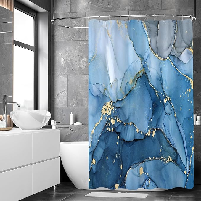 Extra Long Shower Curtain 72 x 96 Inch, Modern Luxury Art Ink Fabric Shower - Image 3