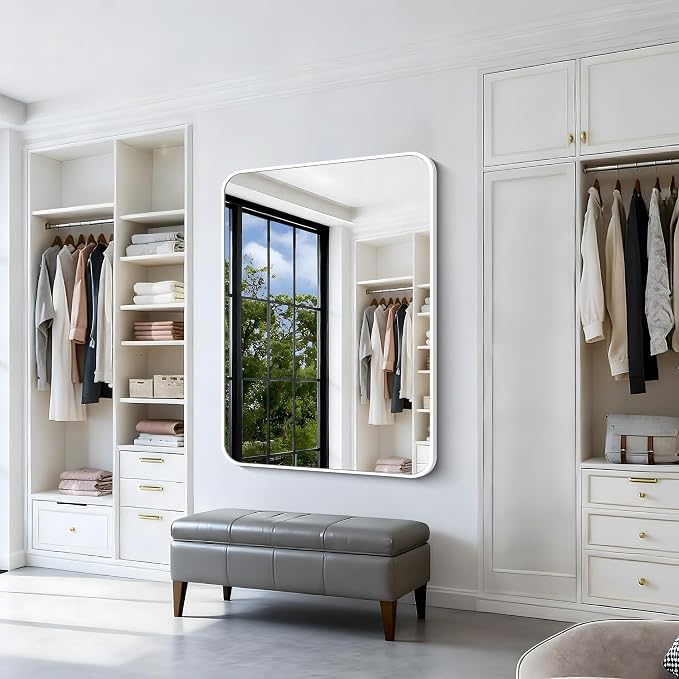 BONEWEI White Bathroom Mirror, 36x48 inch Wall Mirror - Image 4