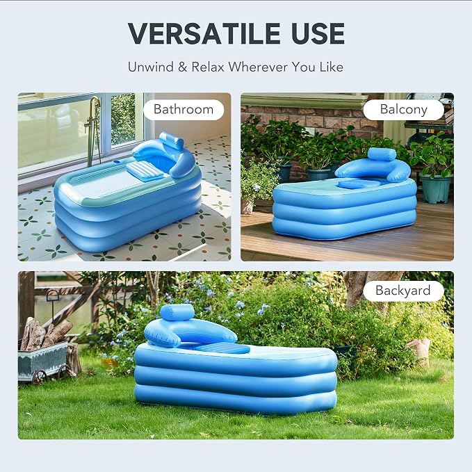 CO-Z Inflatable Adult Bath Tub, Free-Standing Blow Up Bathtub - Image 8