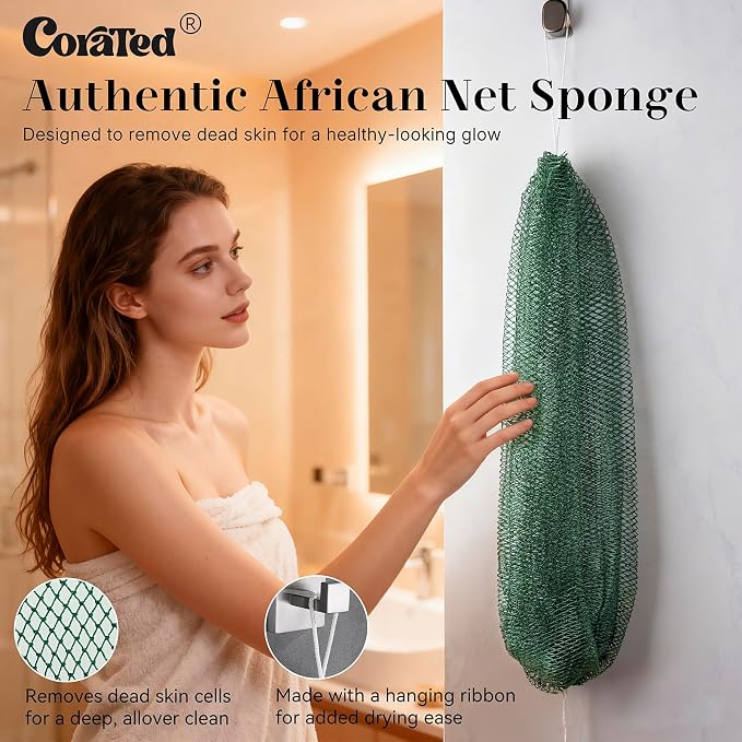 CORATED African Net Sponge Authentic, Shower Loofah Exfoliating Bath Sponge - Image 2