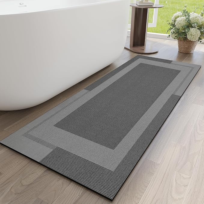 Non Slip Long Bathroom Runner Rug Bath Mat, Rubber Backing Ultra Thin Bathroom by YDKGL