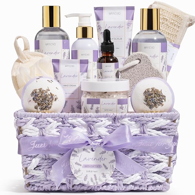 Christmas Birthday Gifts for Women, Lavender Relaxing Spa Gift Baskets for by MAYICIVO