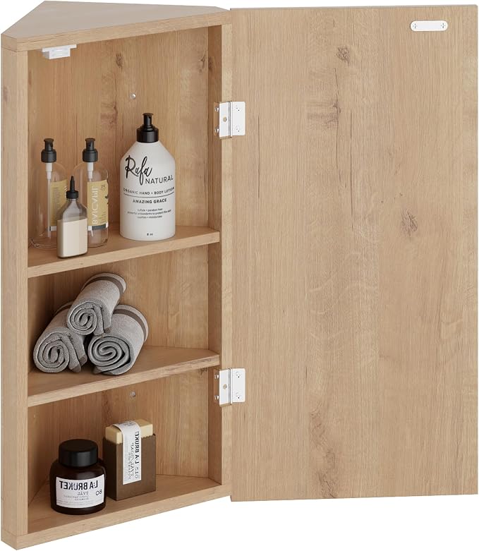 eclife 24" Bathroom Corner Medicine Cabinet W/Mirror, Single Door Bathroom - Image 8
