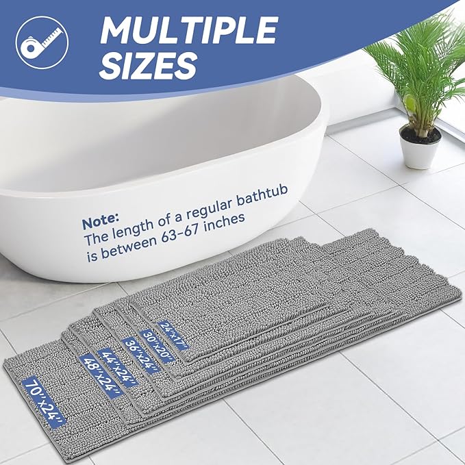 Bcoimo 30"×20" Chenille Bath Mat – Non-Slip - Image 2