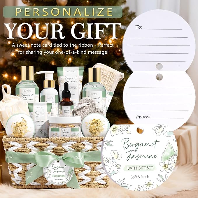 Christmas Birthday Gifts for Women, Bergamot Jasmine Relaxing Spa Gift Baskets - Image 7