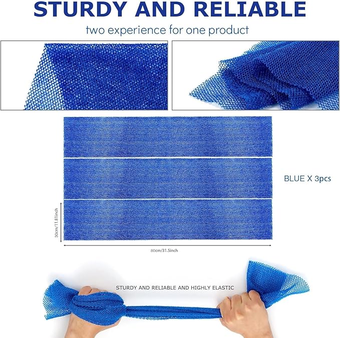 UJFQBH 3 Pieces African Bath Sponge African Net Long Net Bath Sponge - Image 3