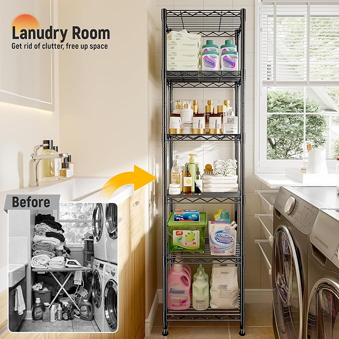 6 Wire Shelving Metal Shelves Storage Rack:Adjustable Storage Shelves Standing - Image 4