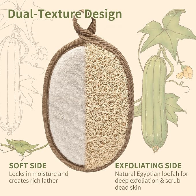 Natural Loofah with Handle, Back Scrubber - Image 2