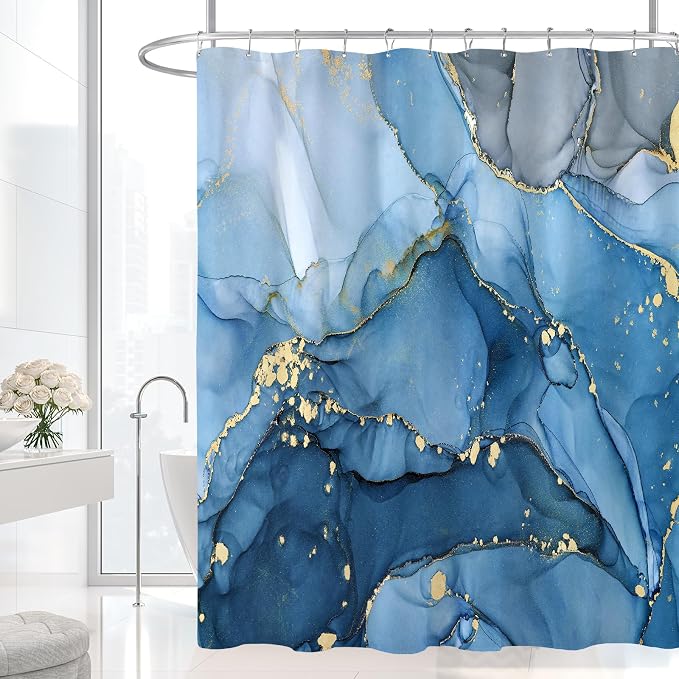 Extra Long Shower Curtain 72 x 96 Inch, Modern Luxury Art Ink Fabric Shower - Image 2