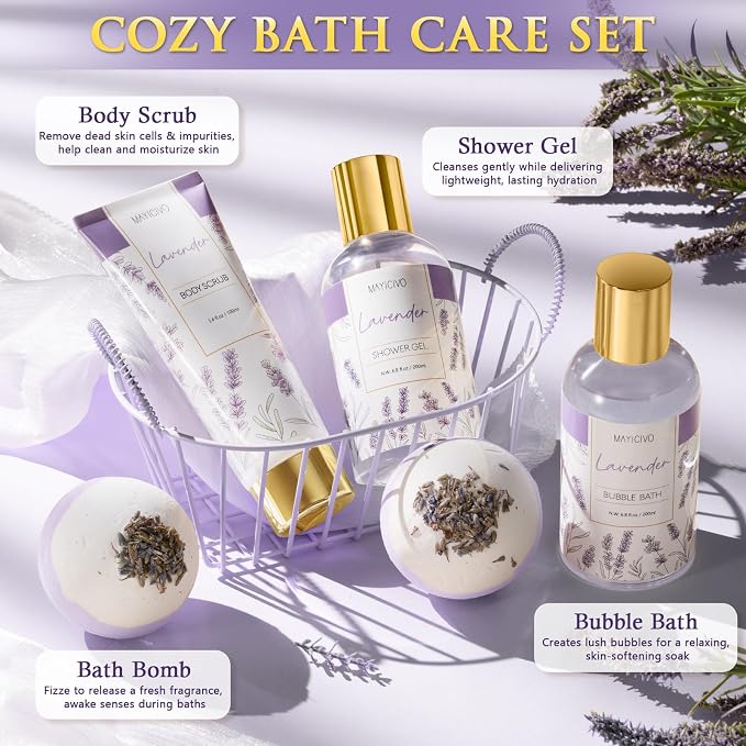 Christmas Birthday Gifts for Women, Lavender Relaxing Spa Gift Baskets for - Image 4