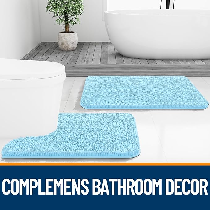OLANLY Bathroom Rugs 59x20, Extra Soft Absorbent Chenille Bath Rugs, Rubber - Image 7
