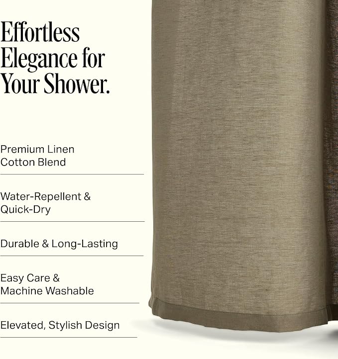 Preston Lane Stonebridge Linen Cotton Shower Curtain, Fabric Bathroom Curtain - Image 3