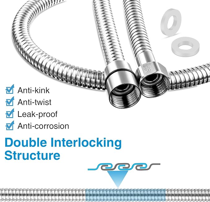 Dreyoo 2 Pack 39 Inch Shower Hose - Image 5