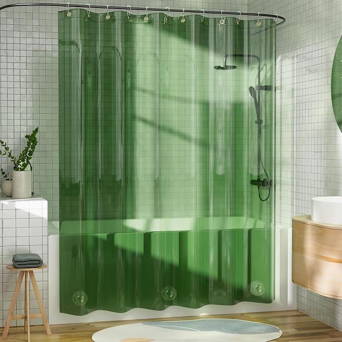 AmazerBath Shower Curtain Liner, 100% EVA Clear Green Heavy Duty Luxury Shower - Image 8
