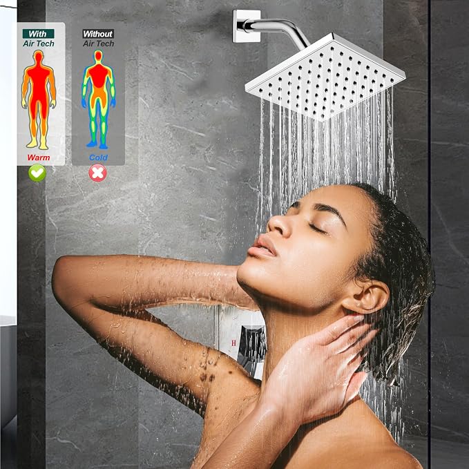 Heyalan Bathtub Shower Faucet Set, 6 Inch Square Trim Kit - Image 8