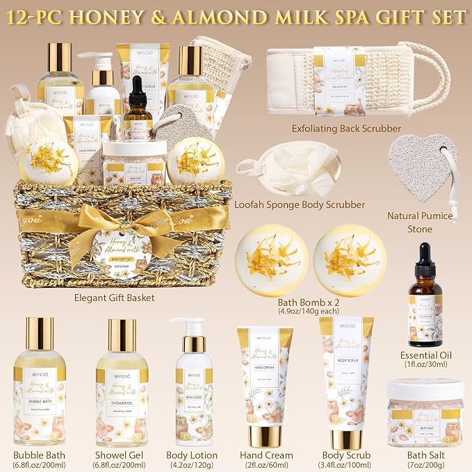 Christmas Birthday Gifts for Women, Honey & Almond Milk Relaxing Spa Gift - Image 2