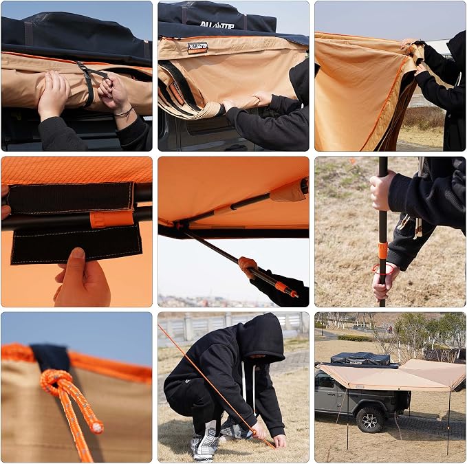 ALL-TOP Vehicle Awning 270 Degree 8.2' Rooftop Pull-Out Retractable 4x4 - Image 5