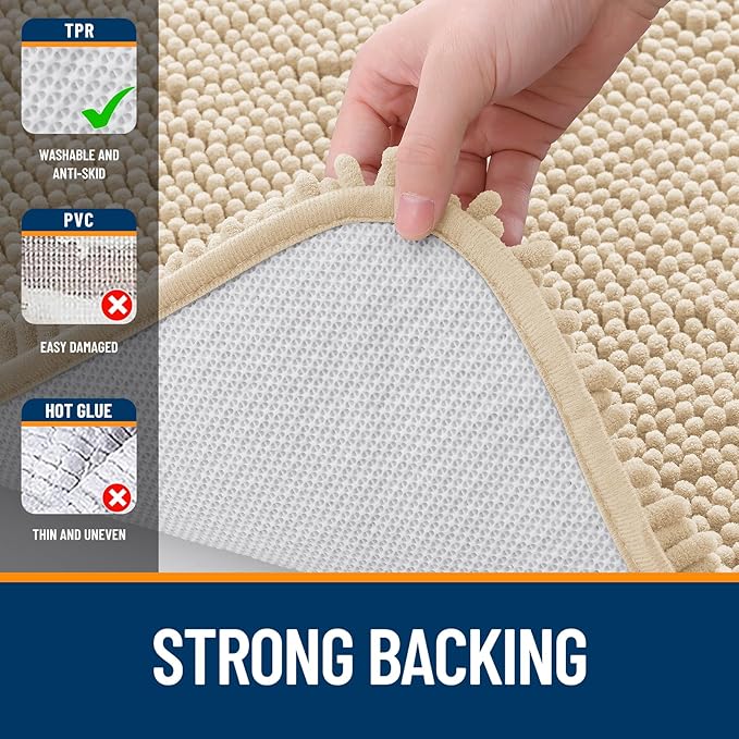 OLANLY Bathroom Rugs 44x24, Extra Soft Absorbent Chenille Bath Rugs, Rubber - Image 6