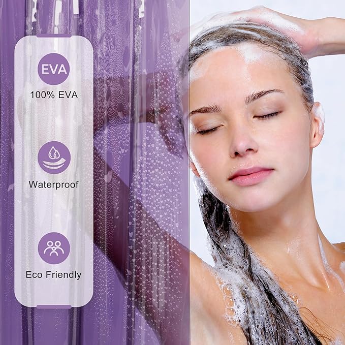 AmazerBath Purple Shower Curtain Liner Luxury, EVA Soft Clear Heavy Duty Shower - Image 5