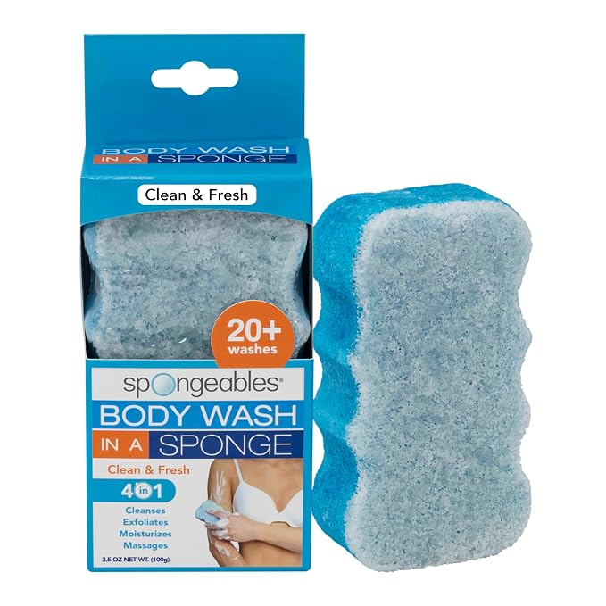 Spongeables Body Wash in a 20+ Wash Sponge, Clean & Fresh by Spongeables