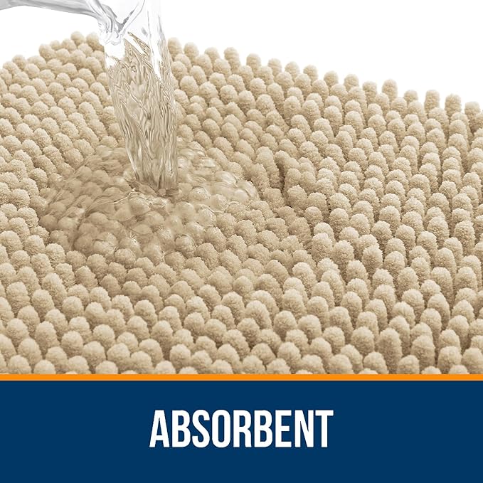 OLANLY Bathroom Rugs 44x24, Extra Soft Absorbent Chenille Bath Rugs, Rubber - Image 4