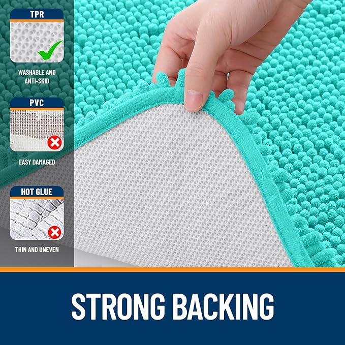 OLANLY Bathroom Rugs 36x24, Extra Soft Absorbent Chenille Bath Rugs, Rubber - Image 6