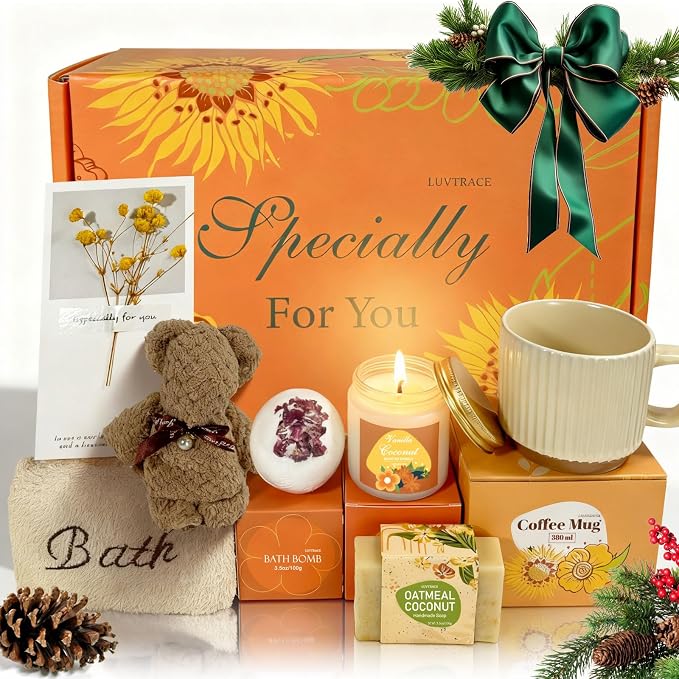 Self Care Gifts for Women, Spa Gift Box for Women, 8-in-1 Relaxing Gift Set by LUVTRACE-HandCastingKit