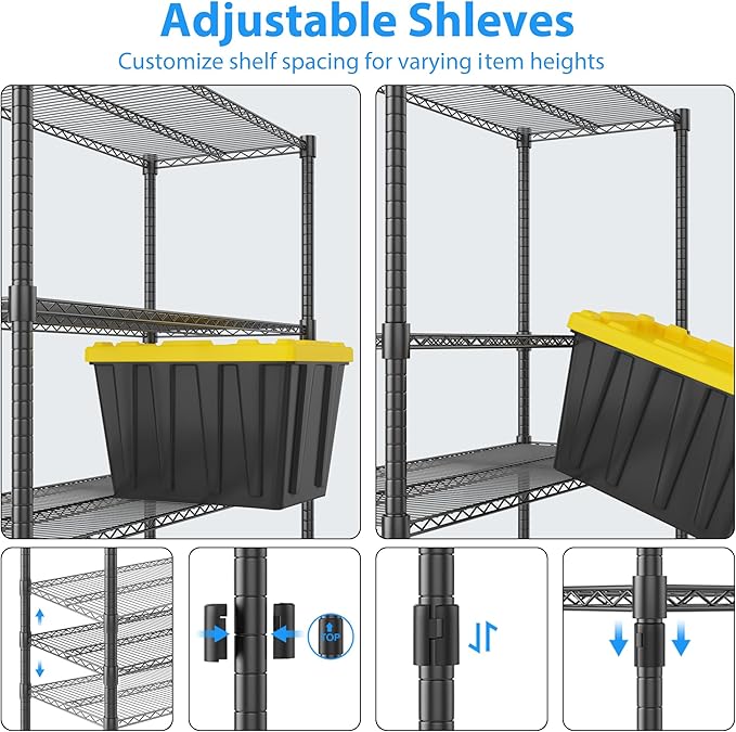 Homdox Heavy Duty Storage Shelves, 4 Tier Wire Shelving Unit - Image 6