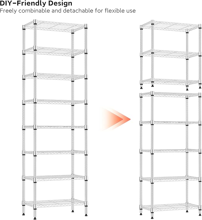 IZEUK 8 Tier Adjustable Metal Storage Shelving Unit, Heavy Duty Standing Rack - Image 4