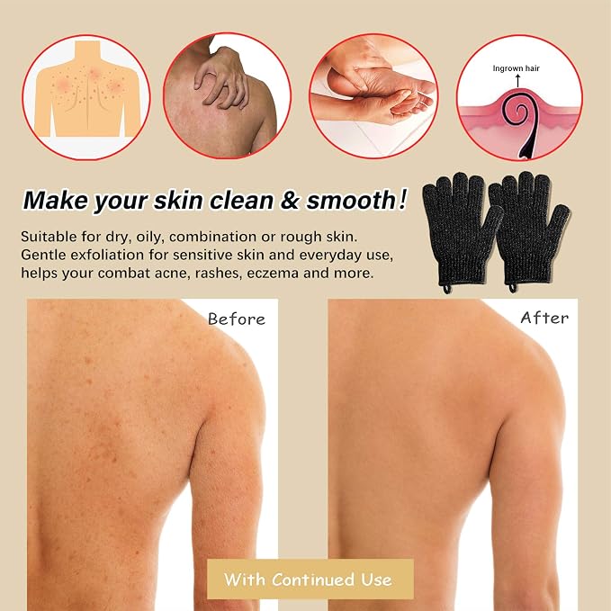 MIG4U Shower Exfoliating Scrub Gloves, Bathing Gloves Body Wash Dead Skin - Image 3
