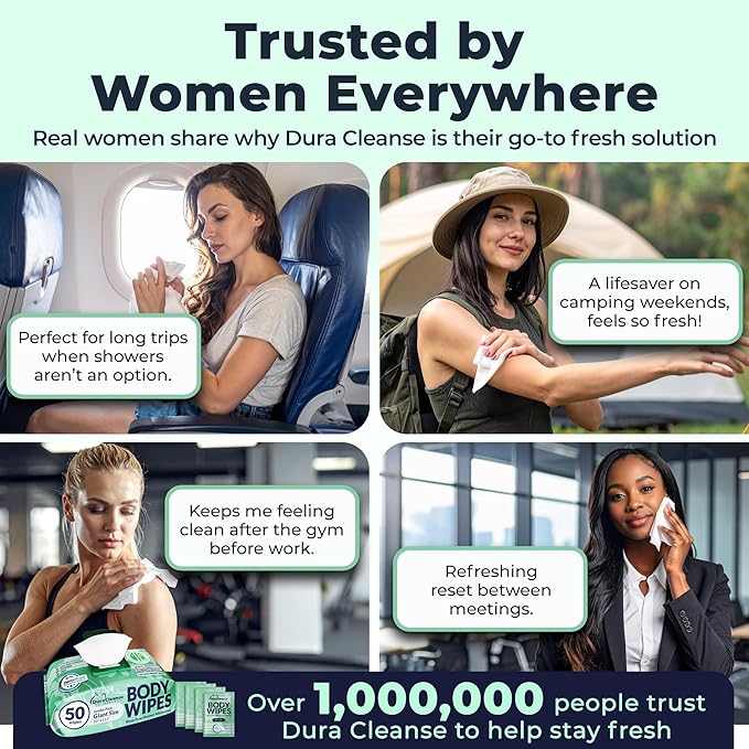 Body Wipes for Women, Extra Moist No Rinse Bathing Wipes, 100 XL Shower Cloths - Image 6