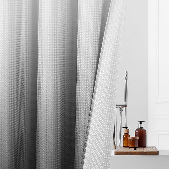 MitoVilla Black Ombre Long Shower Curtain Liner Set 72 x 80, No Hooks Needed 80 - Image 5