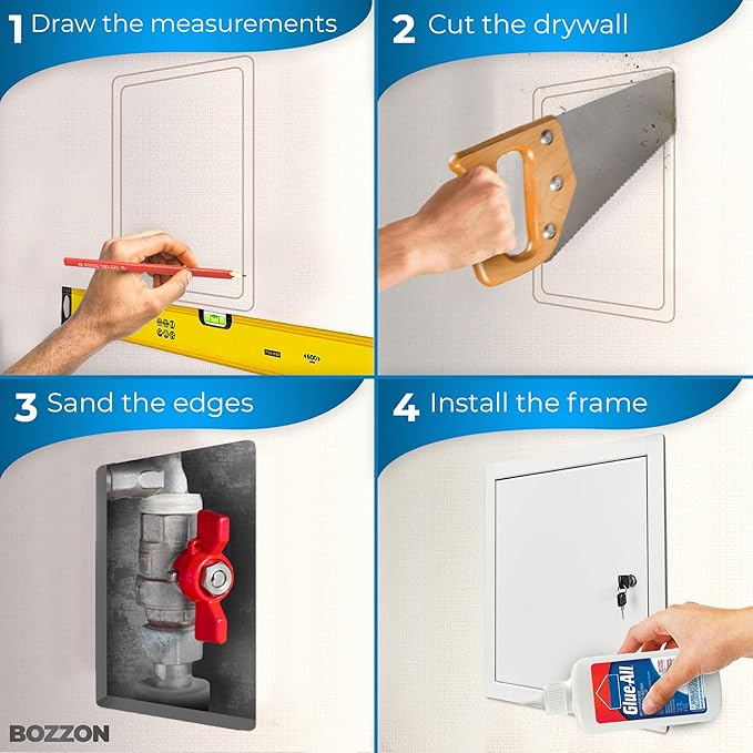 BOZZON Access Panel for Drywall 8 x 8 inch – Metal Door - Image 3