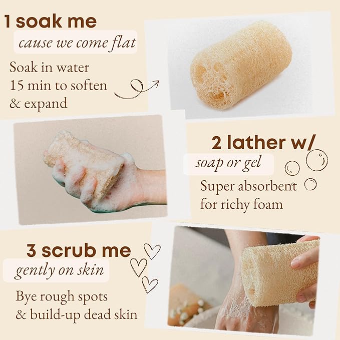 Natural Loofah Exfoliating Body Scrubber, Loofah Shower Sponge, Luffa - Image 4