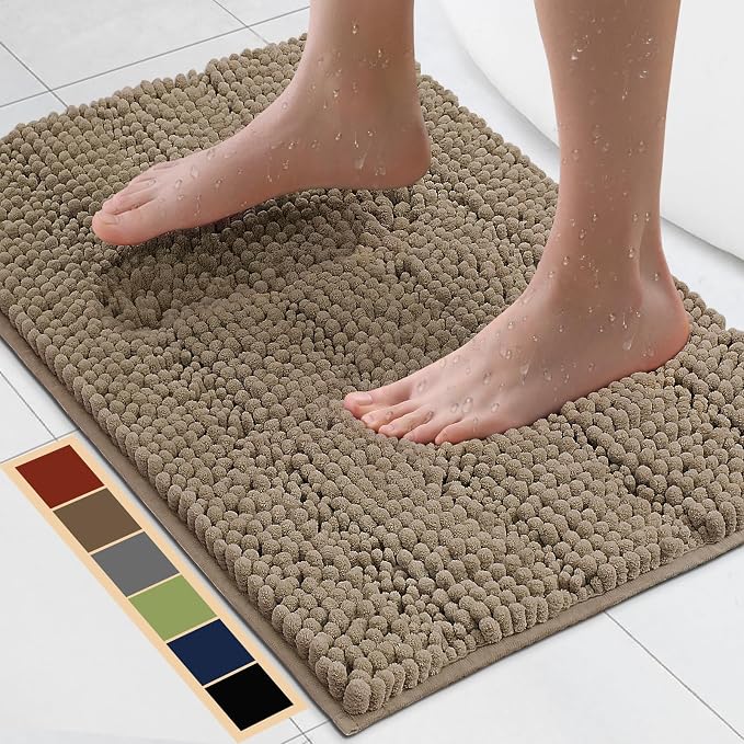 Bcoimo 24"×17" Chenille Bath Mat – Non-Slip by Bcoimo