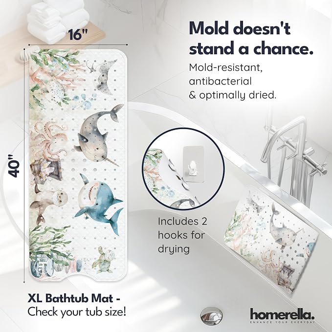 Homerella Baby Bath Tub Mat | Anti Mold Mildew Resistant Non Slip Kids and - Image 3